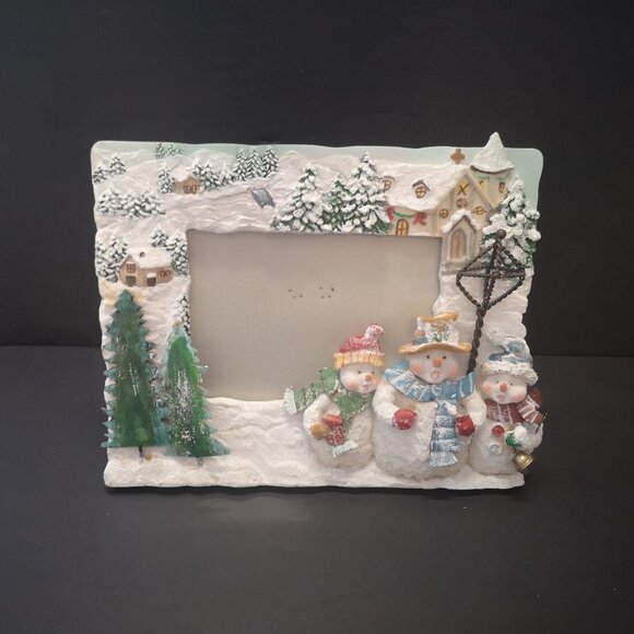 Vintage 3D Christmas Themed Resin Rectangular Picture Frame for Tabletop - Picture 1 of 3